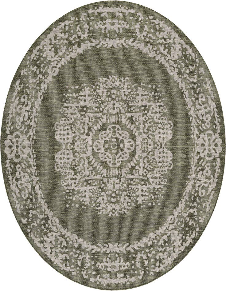 Detail image of 7' 10 x 7' 10 Easy-Clean Traditional Indoor / Outdoor Round Rug