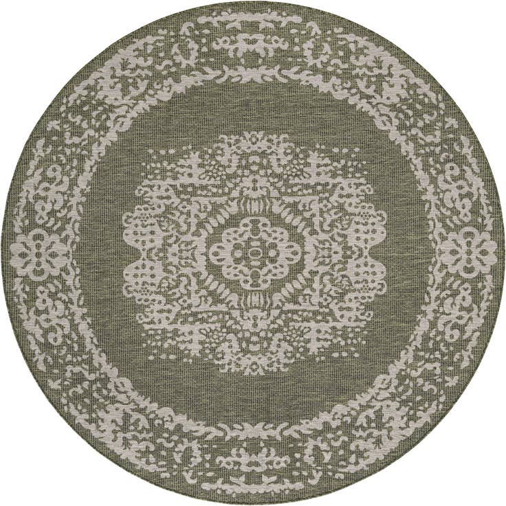 Detail image of 7' 10 x 7' 10 Easy-Clean Traditional Indoor / Outdoor Round Rug