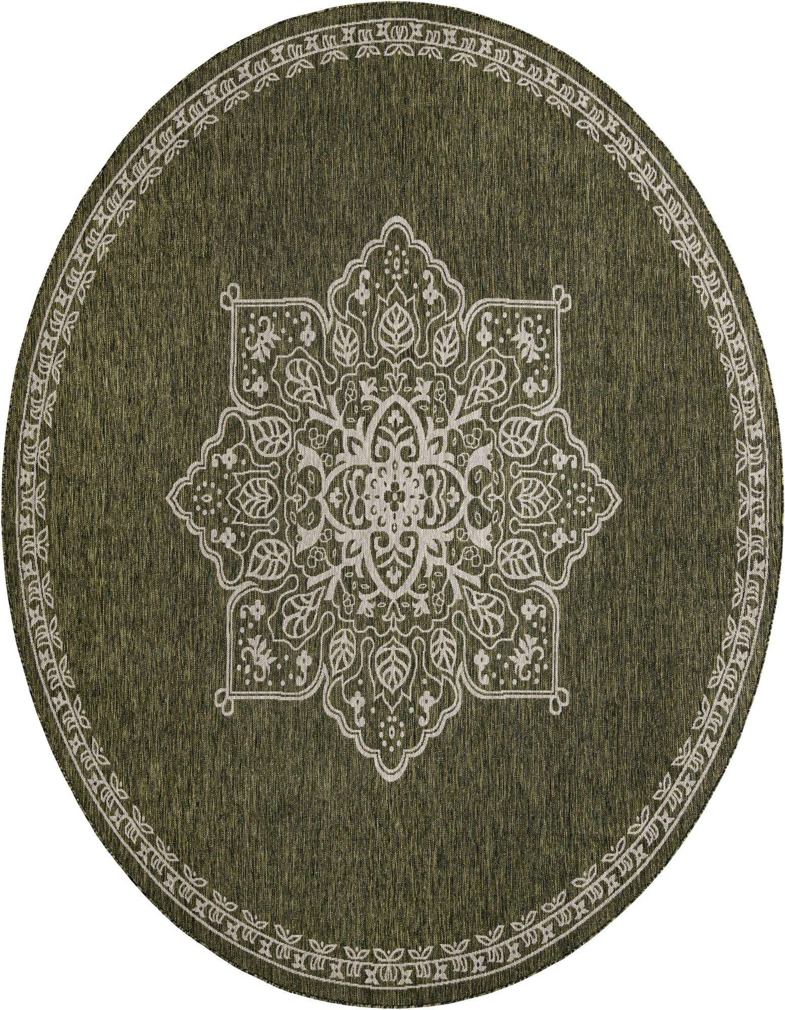 10' x 10' Easy-Clean Traditional Indoor / Outdoor Round Rug
