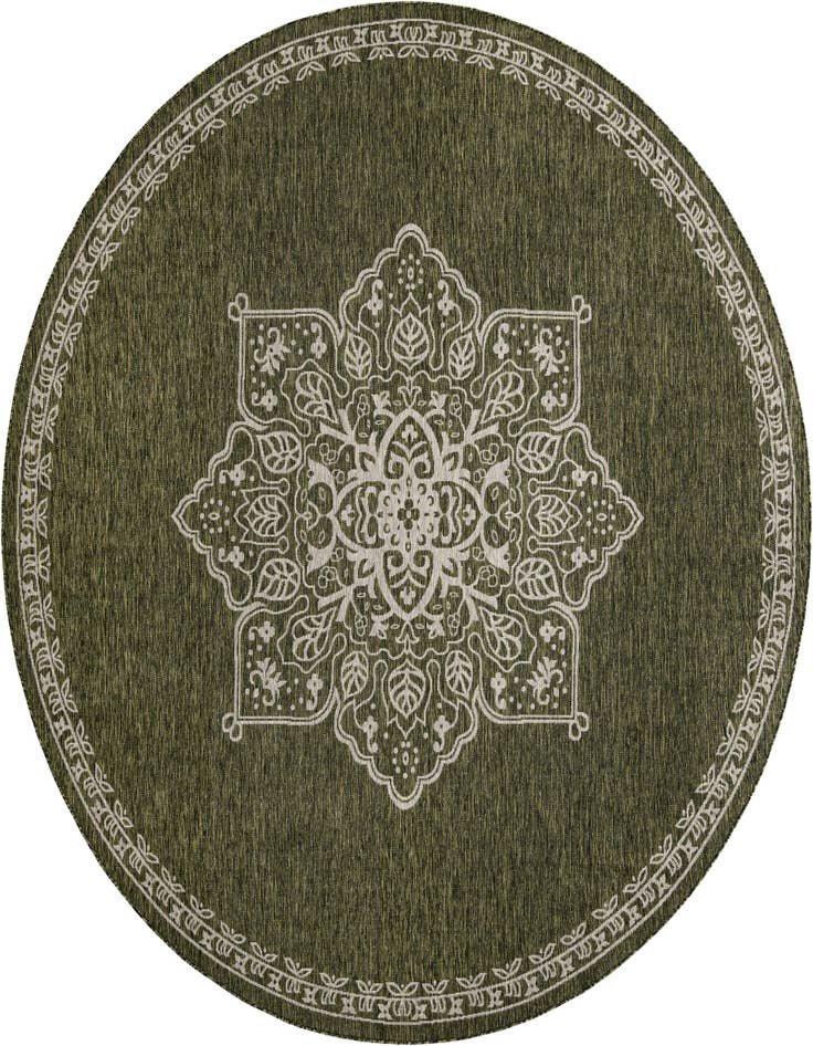 Detail image of 10' x 10' Easy-Clean Traditional Indoor / Outdoor Round Rug