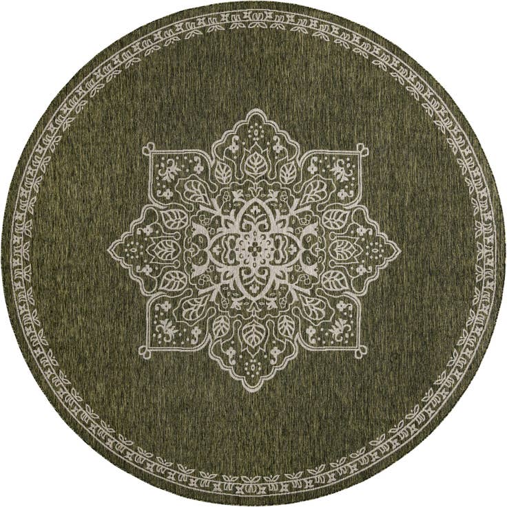 Detail image of 10' x 10' Easy-Clean Traditional Indoor / Outdoor Round Rug