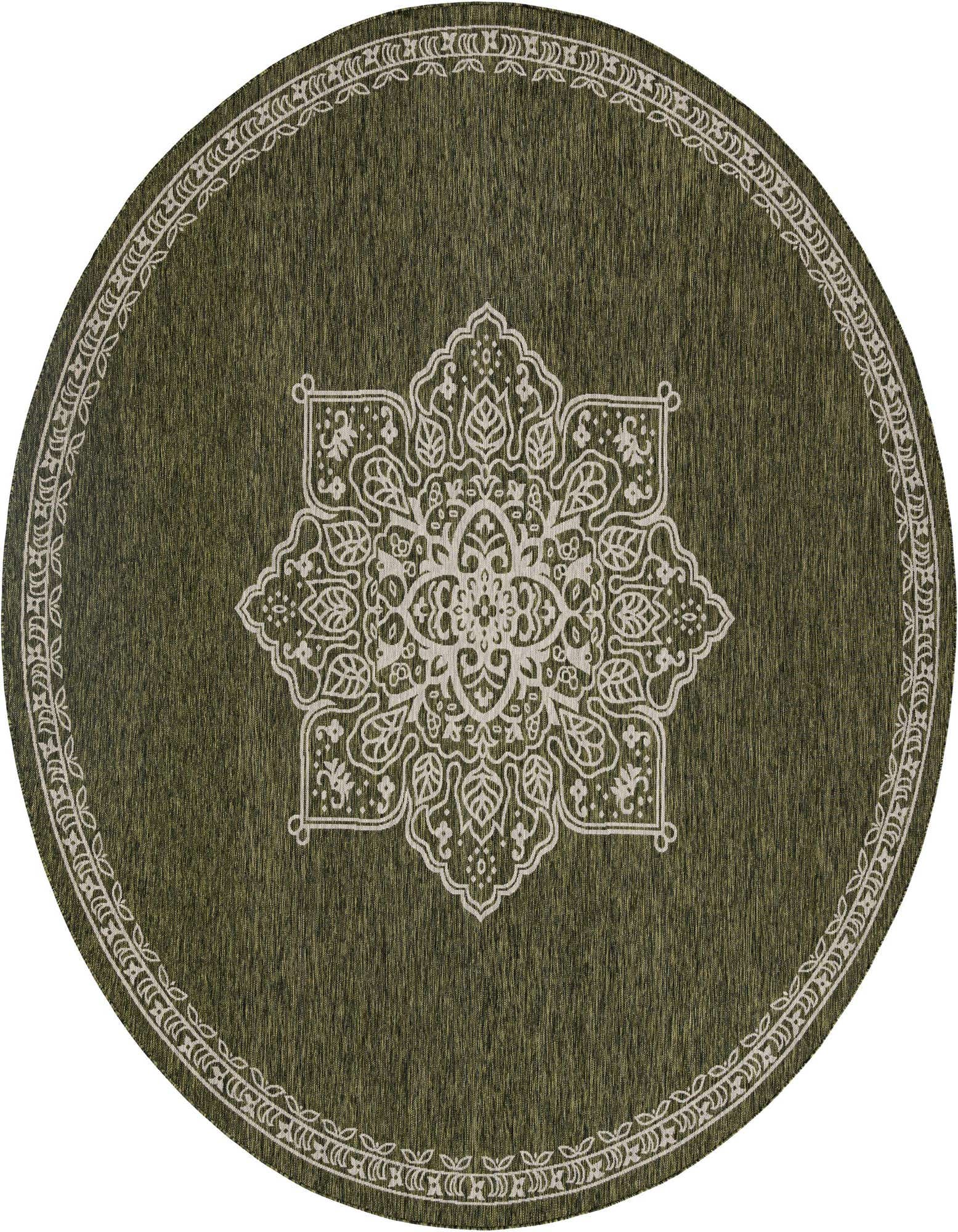 12' x 12' Easy-Clean Traditional Indoor / Outdoor Round Rug