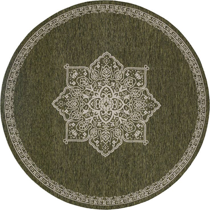 Detail image of 12' x 12' Easy-Clean Traditional Indoor / Outdoor Round Rug