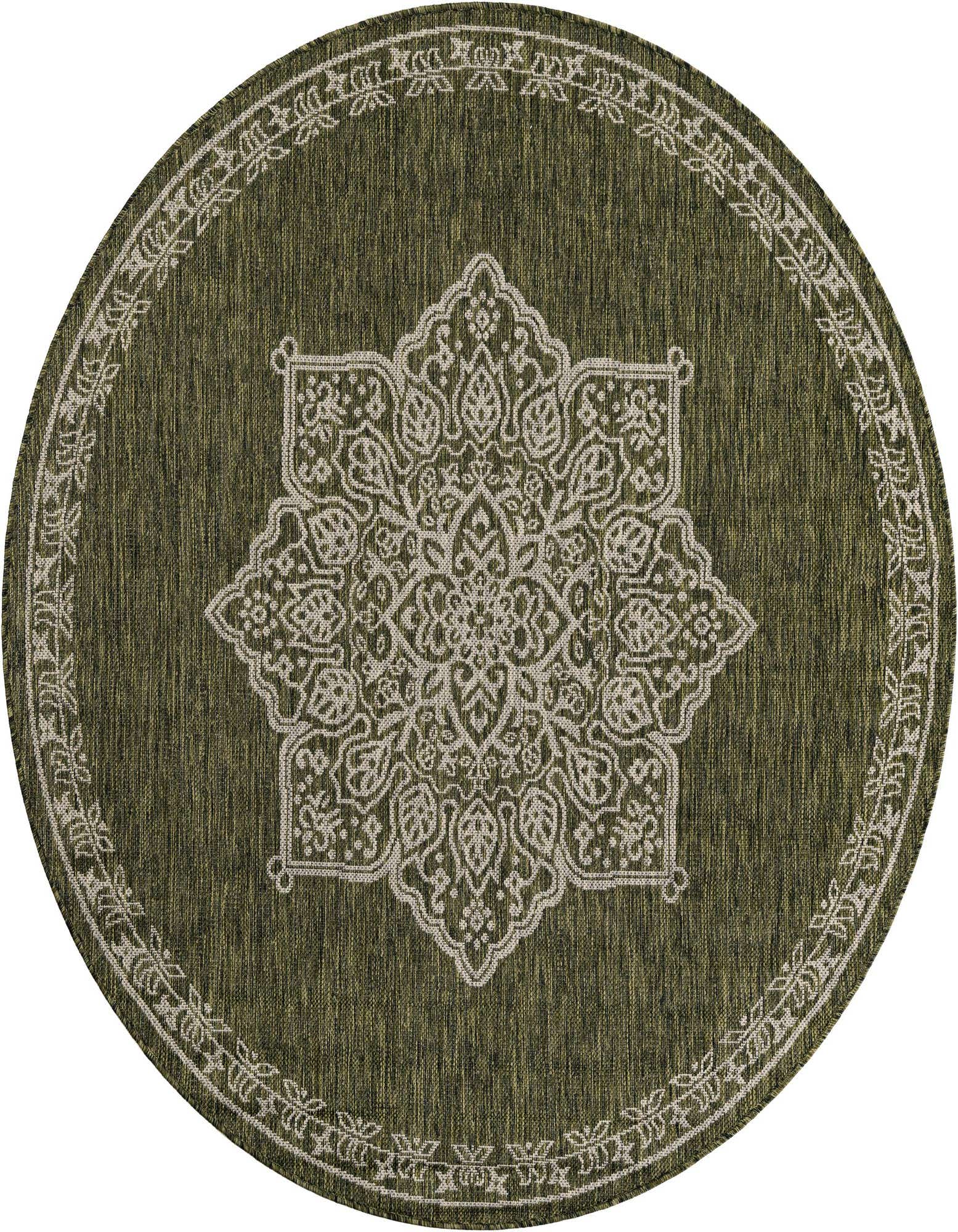 5' 3 x 5' 3 Easy-Clean Traditional Indoor / Outdoor Round Rug