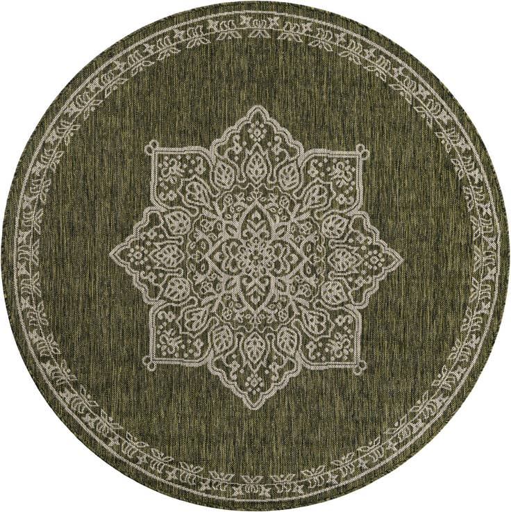 Detail image of 5' 3 x 5' 3 Easy-Clean Traditional Indoor / Outdoor Round Rug