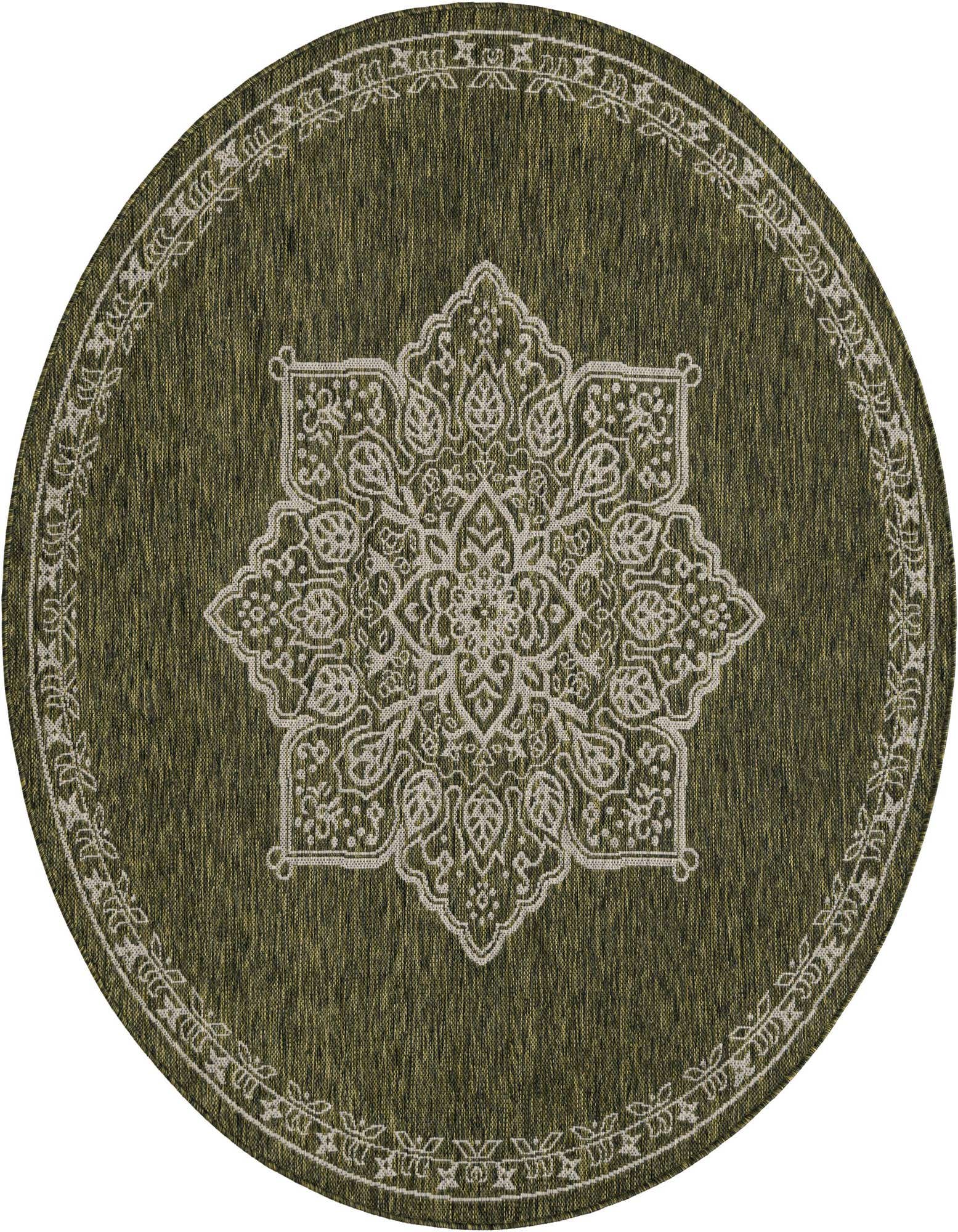 6' x 6' Easy-Clean Traditional Indoor / Outdoor Round Rug