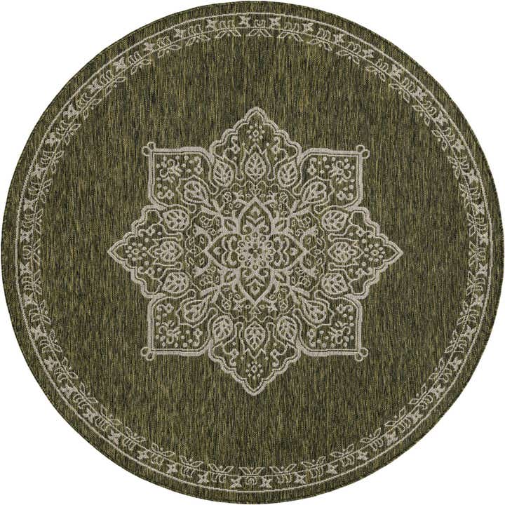 6' x 6' Easy-Clean Traditional Indoor / Outdoor Round Rug