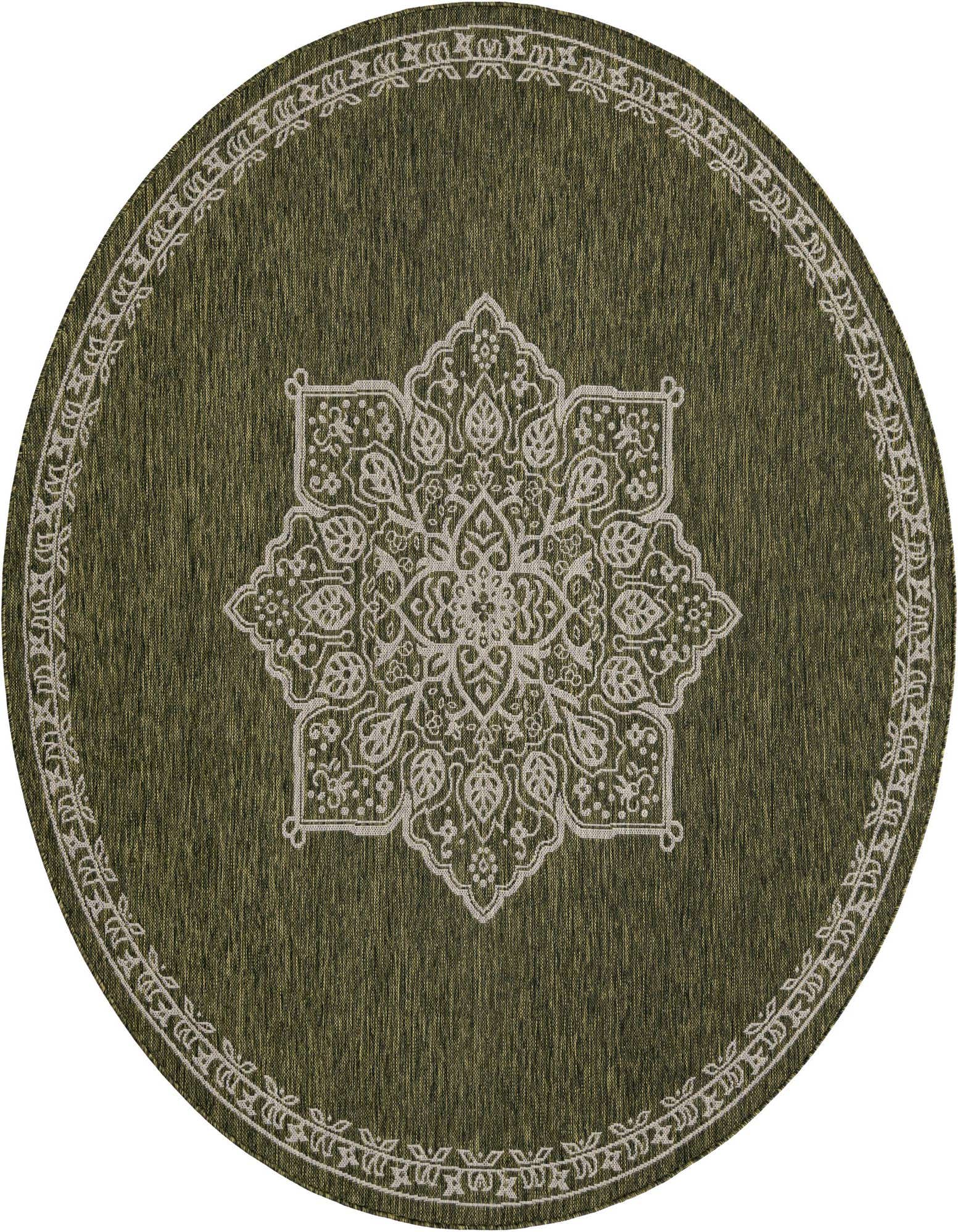 7' 10 x 7' 10 Easy-Clean Traditional Indoor / Outdoor Round Rug