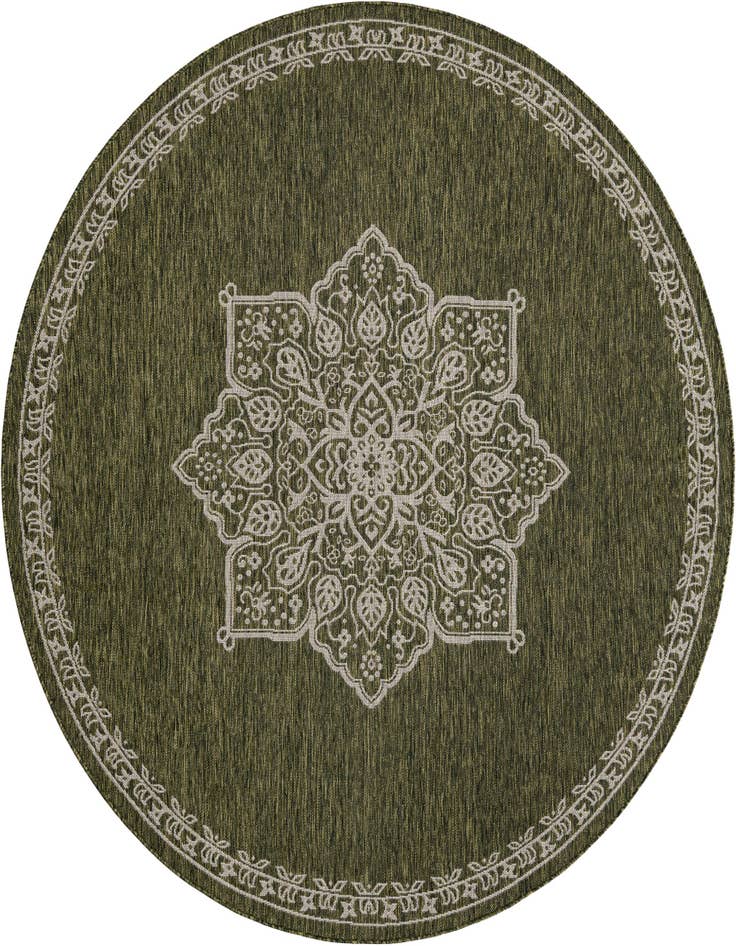 Detail image of 7' 10 x 7' 10 Easy-Clean Traditional Indoor / Outdoor Round Rug
