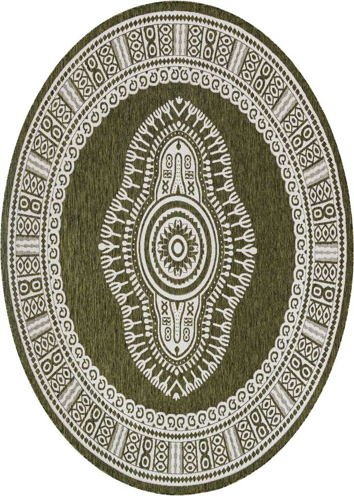 10' x 10' Easy-Clean Traditional Indoor / Outdoor Round Rug