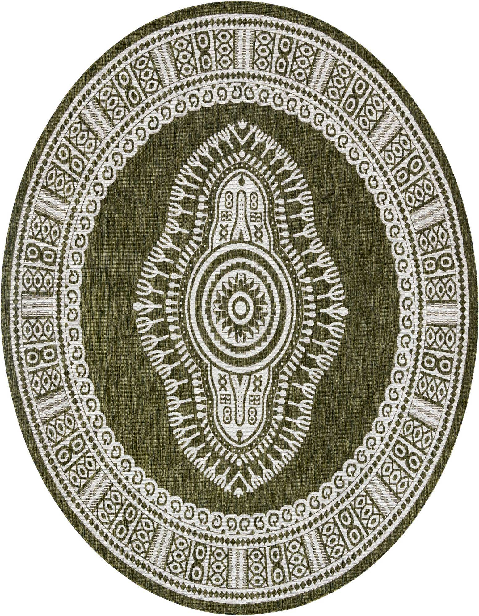 10' x 10' Easy-Clean Traditional Indoor / Outdoor Round Rug