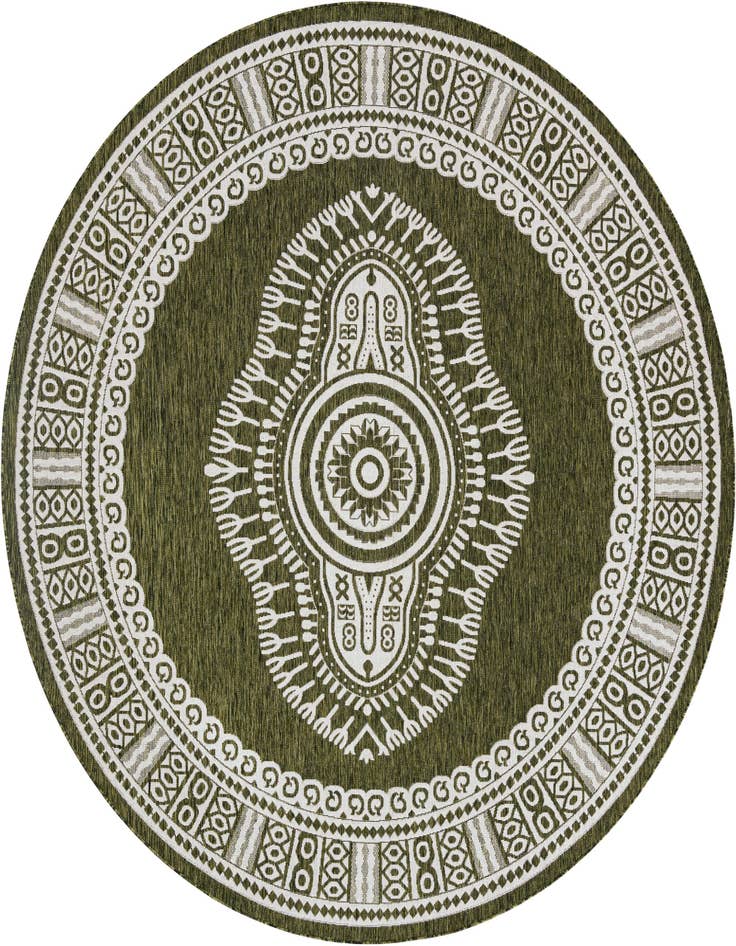 Detail image of 10' x 10' Easy-Clean Traditional Indoor / Outdoor Round Rug