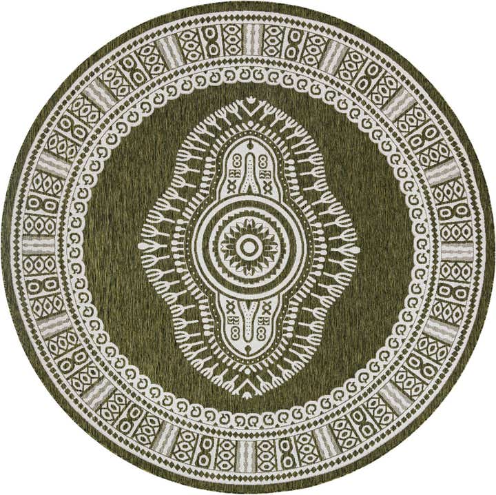 10' x 10' Easy-Clean Traditional Indoor / Outdoor Round Rug