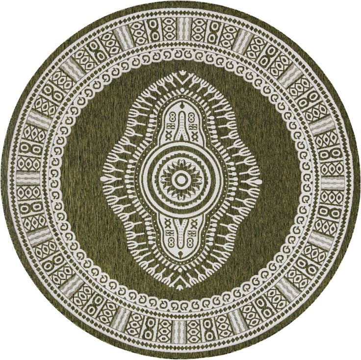 Detail image of 10' x 10' Easy-Clean Traditional Indoor / Outdoor Round Rug