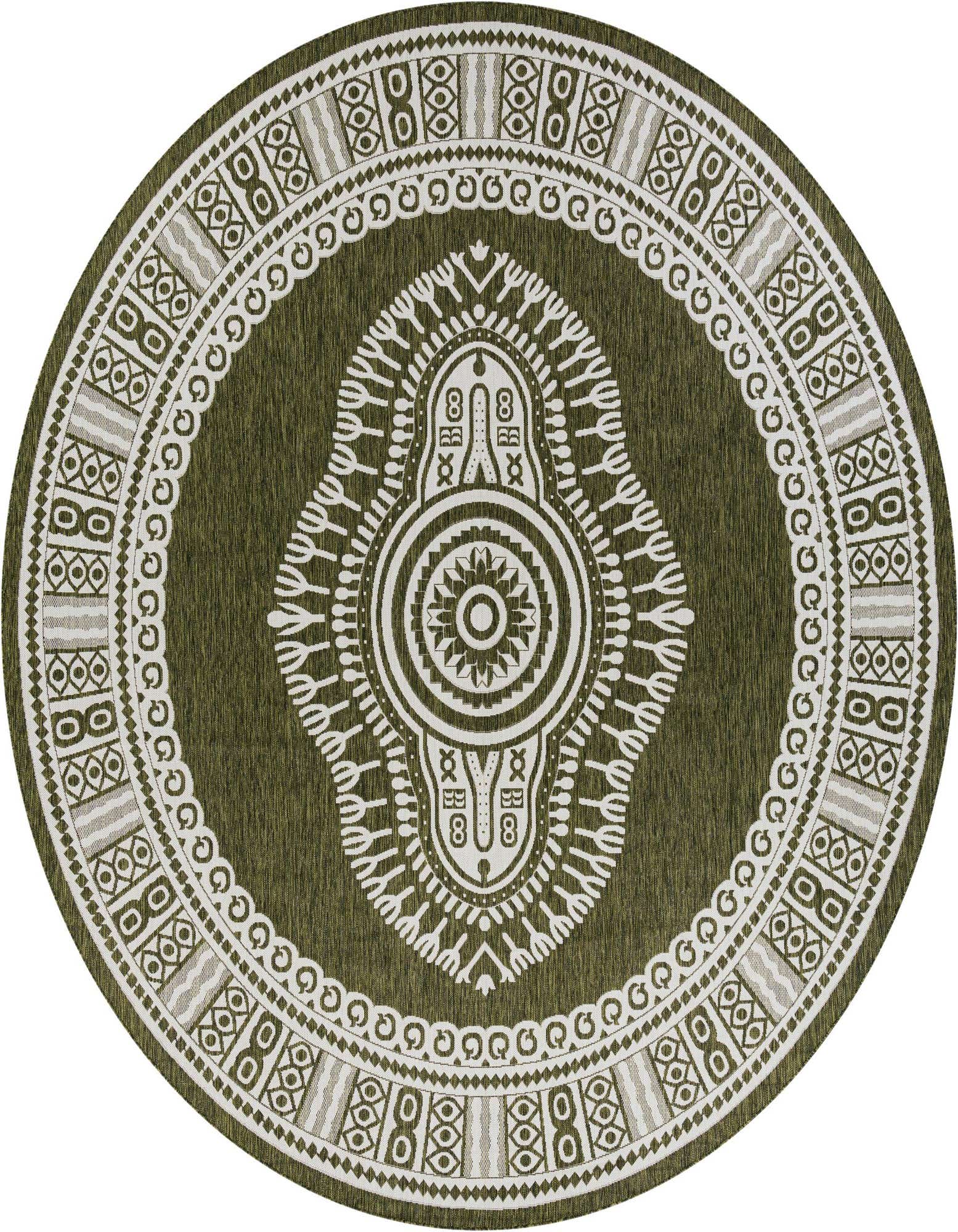 12' x 12' Easy-Clean Traditional Indoor / Outdoor Round Rug