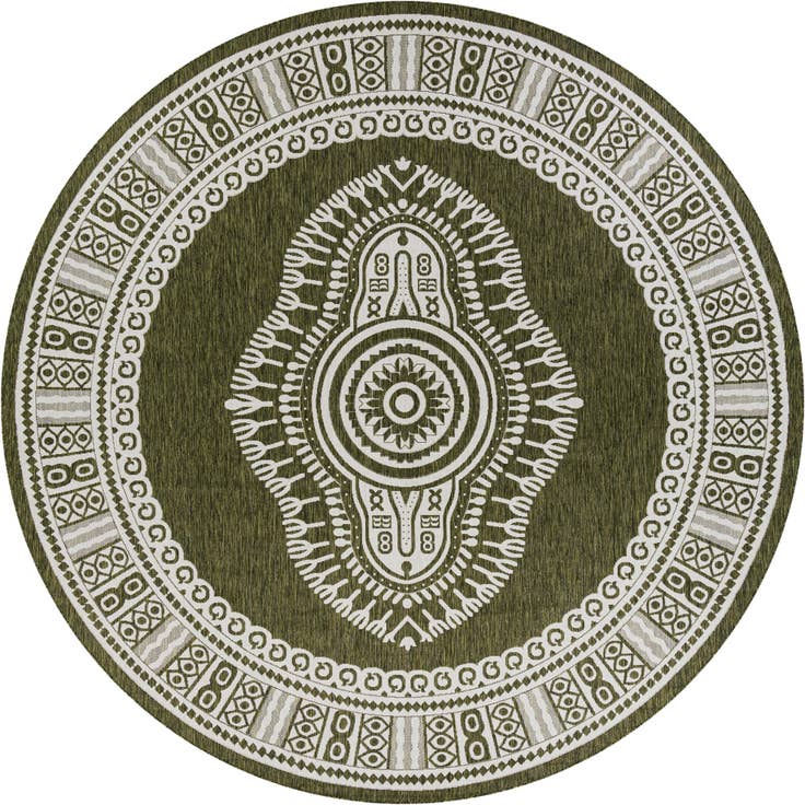 Detail image of 12' x 12' Easy-Clean Traditional Indoor / Outdoor Round Rug