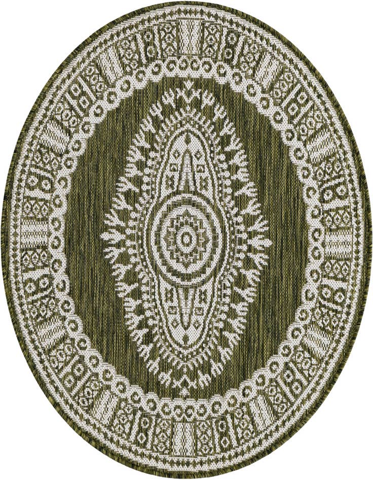 Detail image of 3' x 3' Easy-Clean Traditional Indoor / Outdoor Round Rug