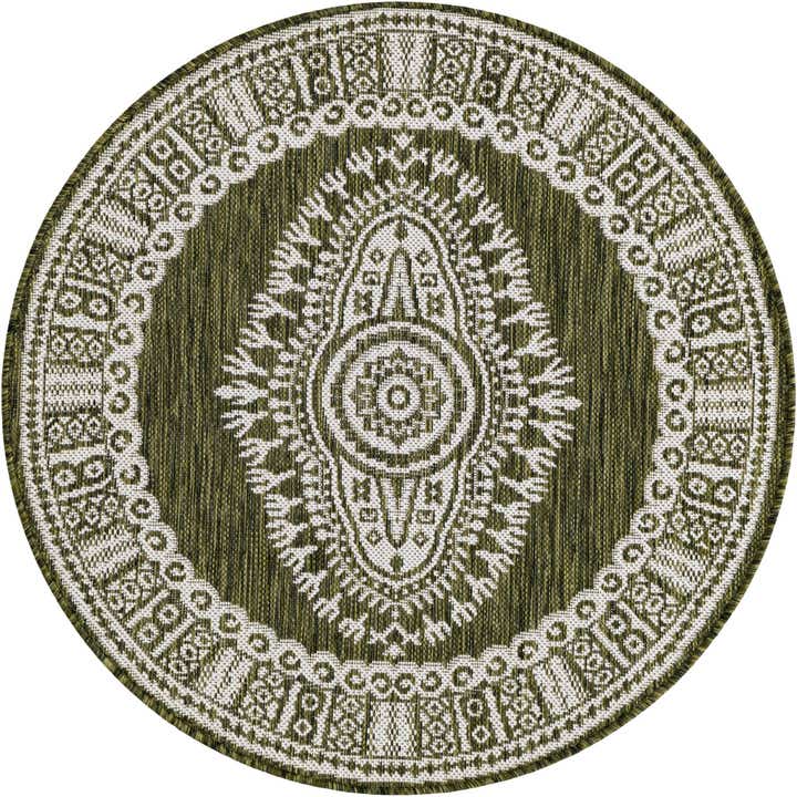 3' x 3' Easy-Clean Traditional Indoor / Outdoor Round Rug