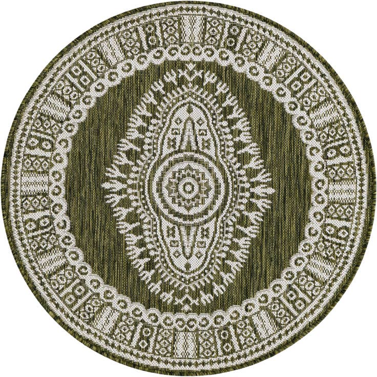 Detail image of 3' x 3' Easy-Clean Traditional Indoor / Outdoor Round Rug