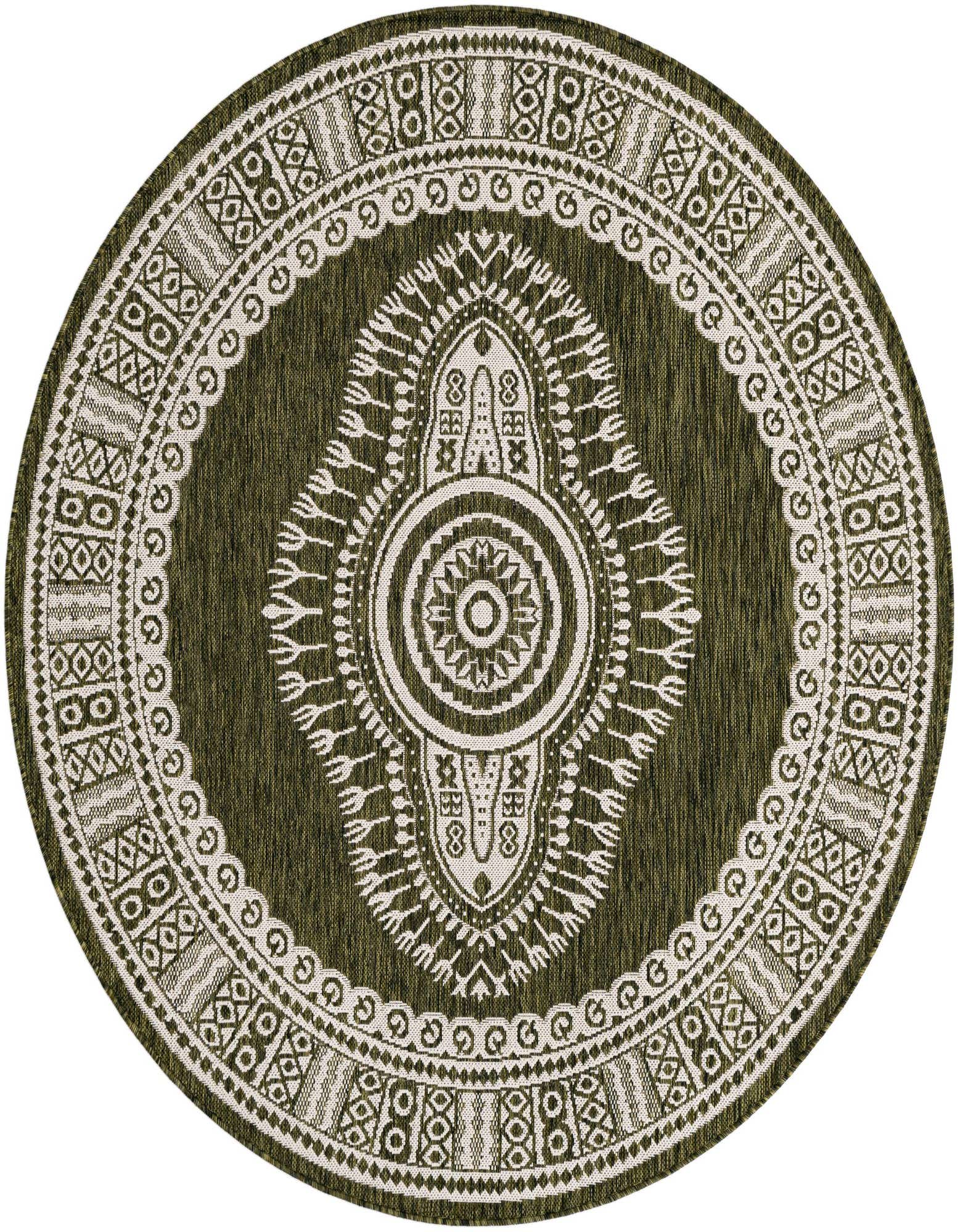 6' x 6' Easy-Clean Traditional Indoor / Outdoor Round Rug