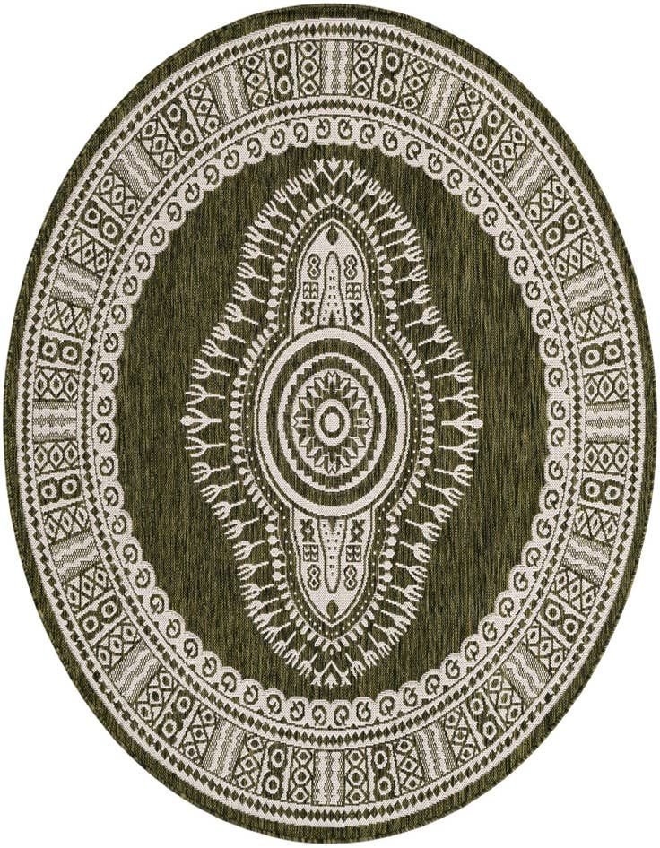 Detail image of 6' x 6' Easy-Clean Traditional Indoor / Outdoor Round Rug
