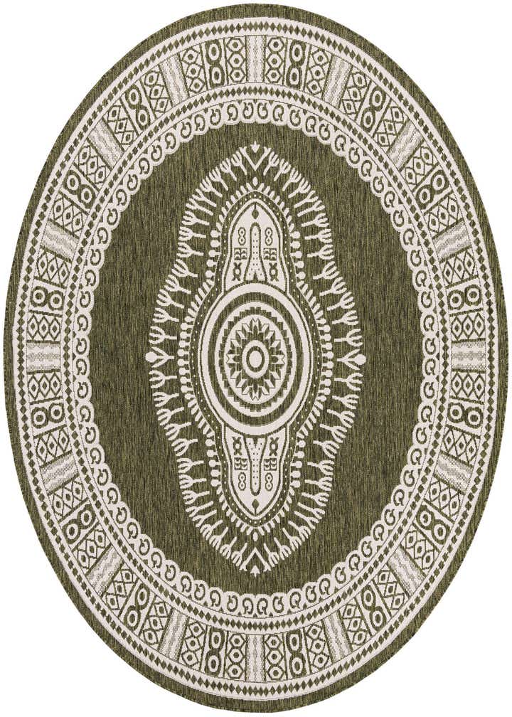 7' 10 x 7' 10 Easy-Clean Traditional Indoor / Outdoor Round Rug