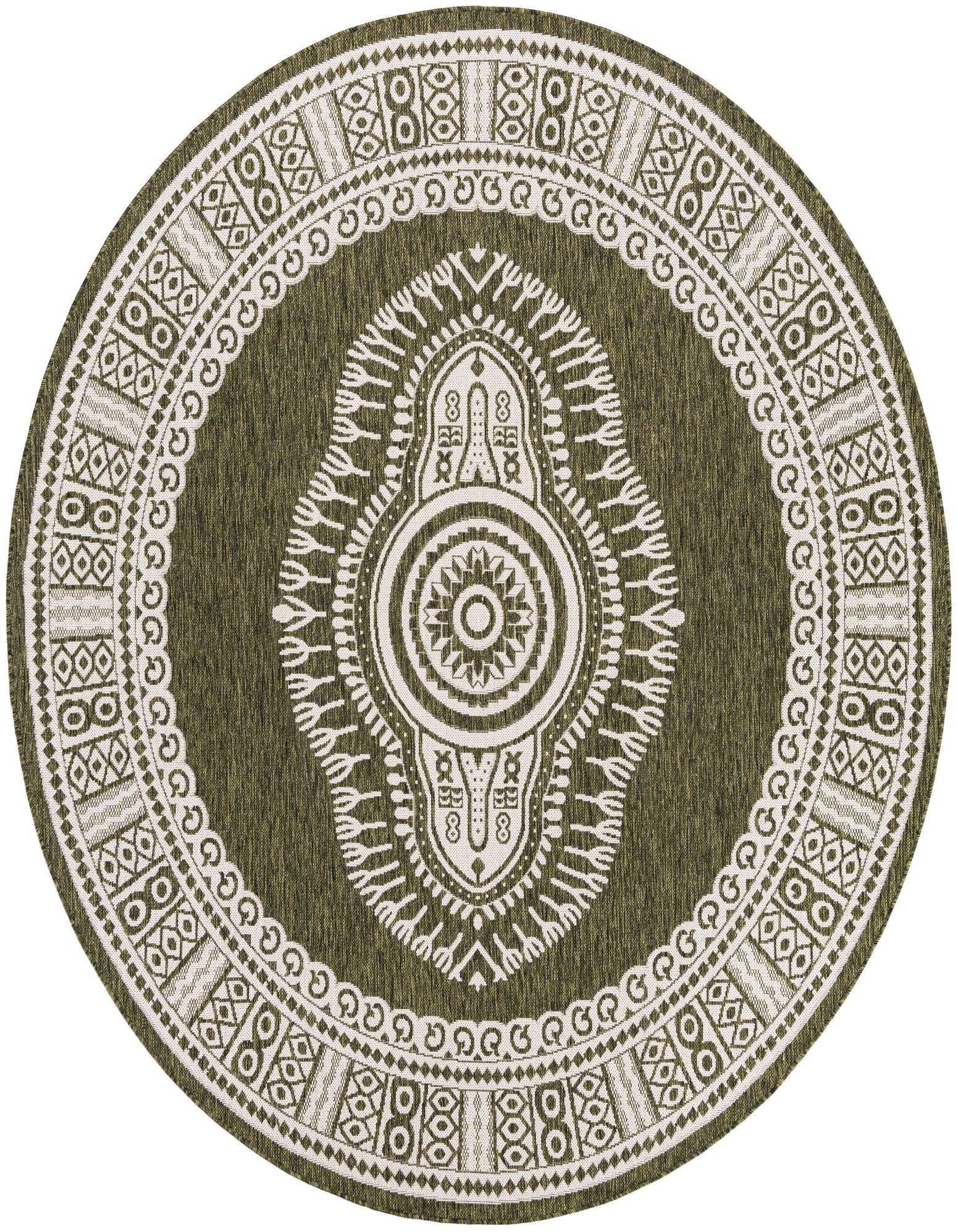 7' 10 x 7' 10 Easy-Clean Traditional Indoor / Outdoor Round Rug