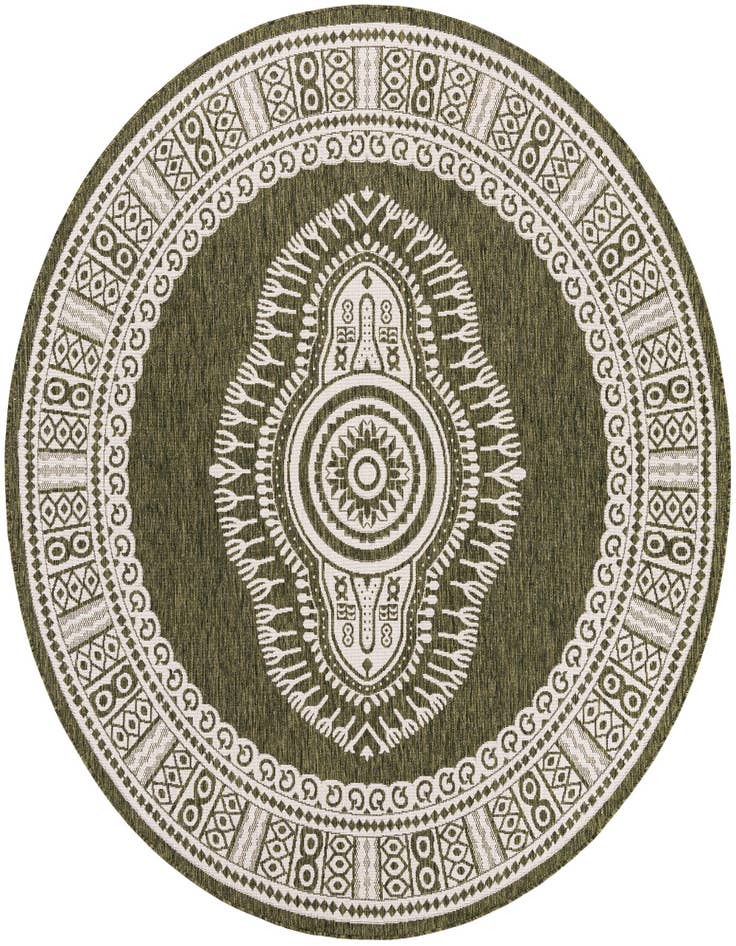 Detail image of 7' 10 x 7' 10 Easy-Clean Traditional Indoor / Outdoor Round Rug