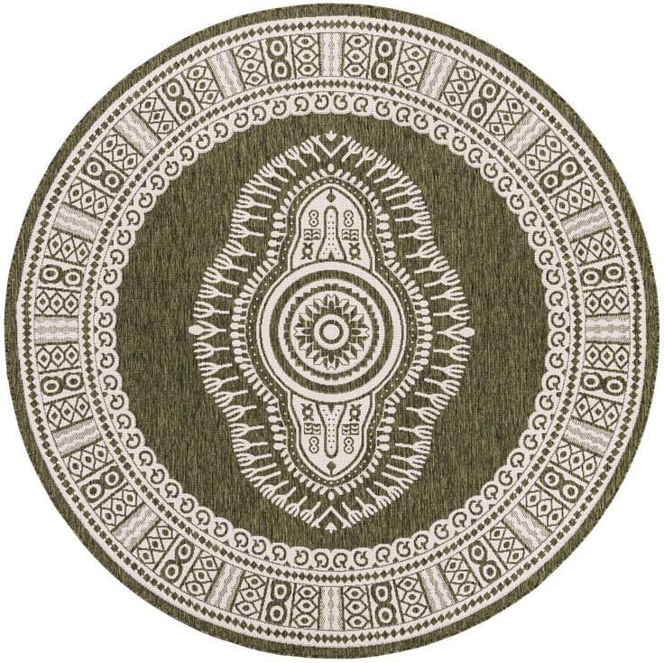 Detail image of 7' 10 x 7' 10 Easy-Clean Traditional Indoor / Outdoor Round Rug