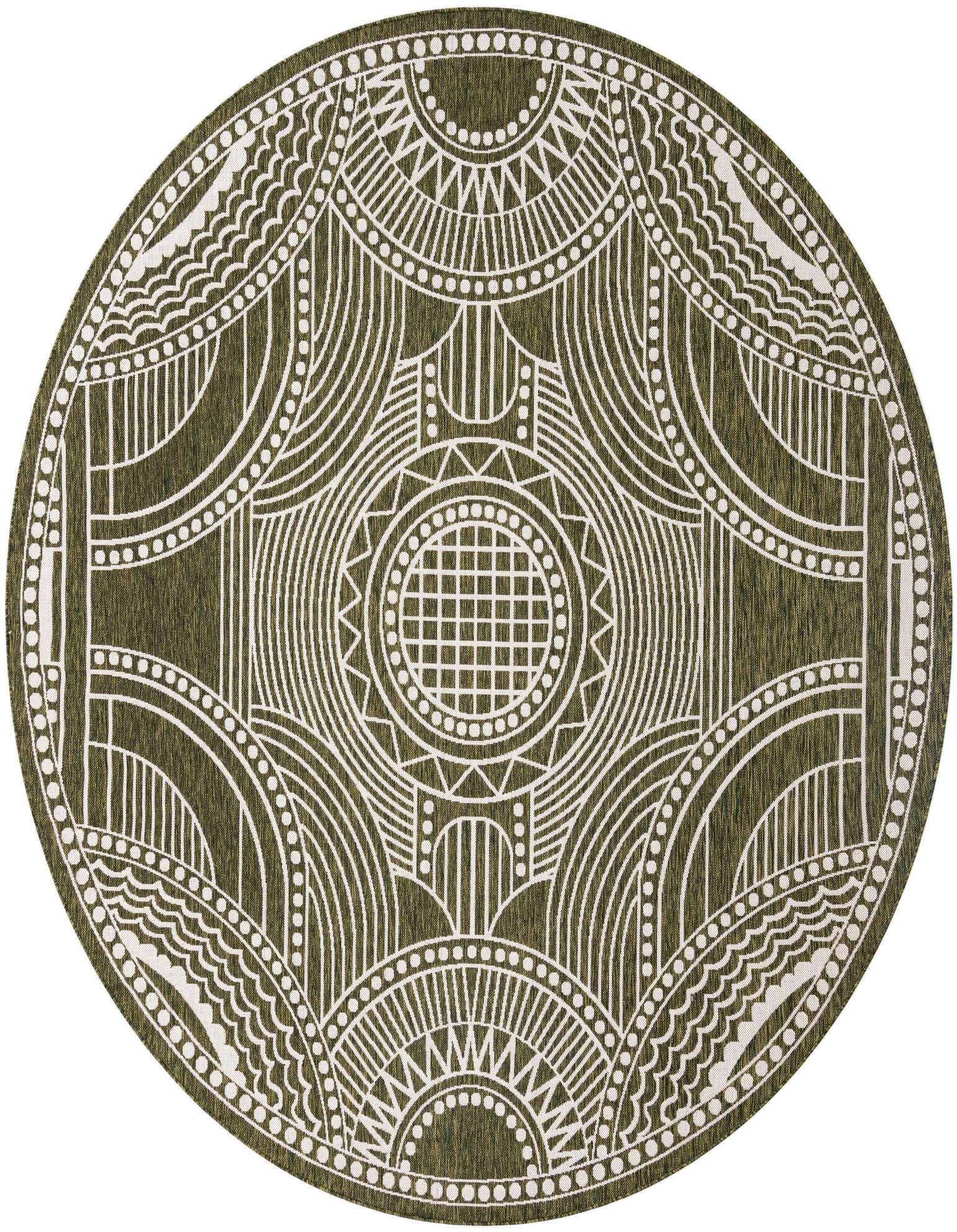 10' x 10' Easy-Clean Traditional Indoor / Outdoor Round Rug