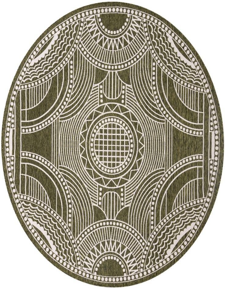 Detail image of 10' x 10' Easy-Clean Traditional Indoor / Outdoor Round Rug