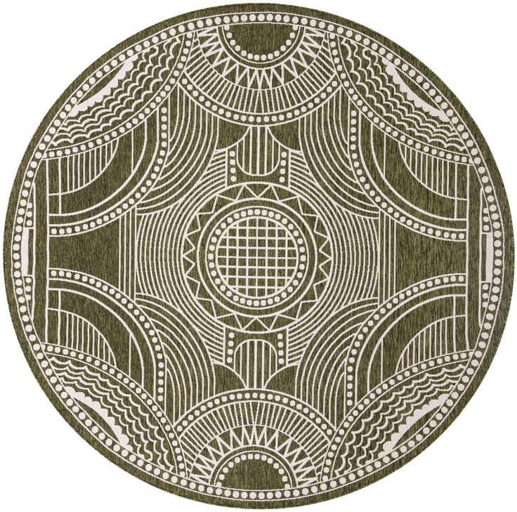 Detail image of 10' x 10' Easy-Clean Traditional Indoor / Outdoor Round Rug