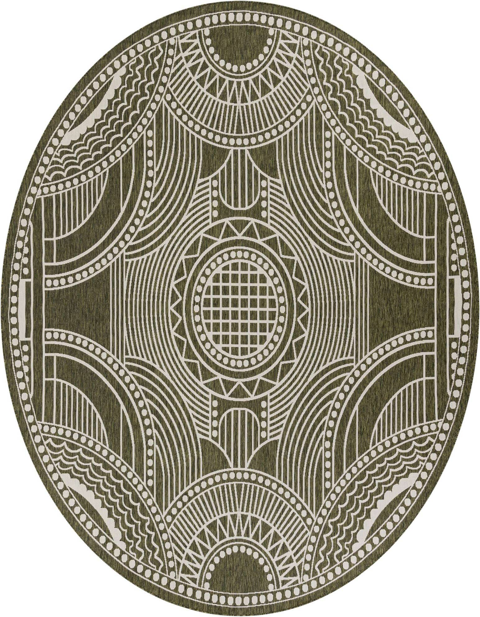 12' x 12' Easy-Clean Traditional Indoor / Outdoor Round Rug