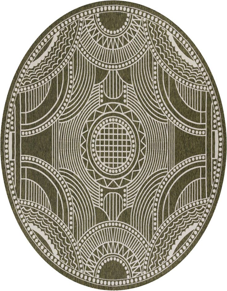 Detail image of 12' x 12' Easy-Clean Traditional Indoor / Outdoor Round Rug