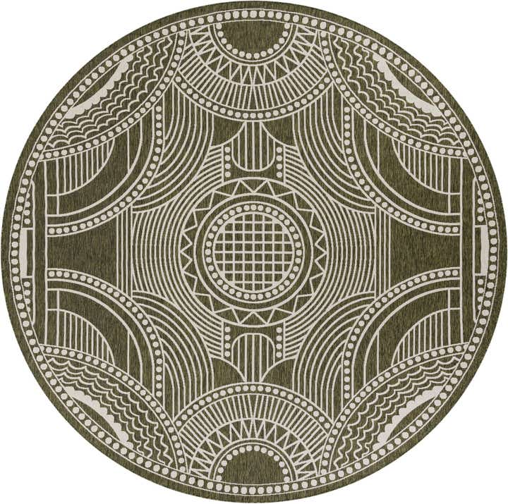 12' x 12' Easy-Clean Traditional Indoor / Outdoor Round Rug