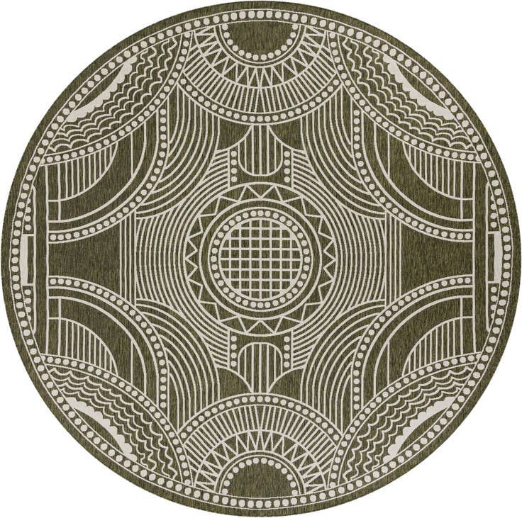 Detail image of 12' x 12' Easy-Clean Traditional Indoor / Outdoor Round Rug