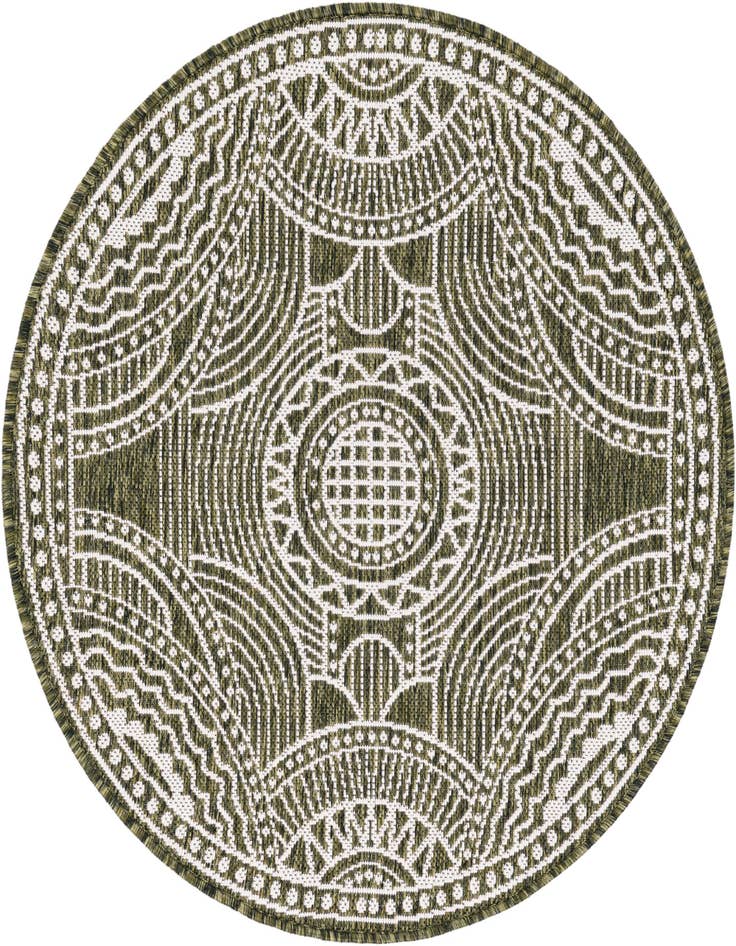Detail image of 3' x 3' Easy-Clean Traditional Indoor / Outdoor Round Rug