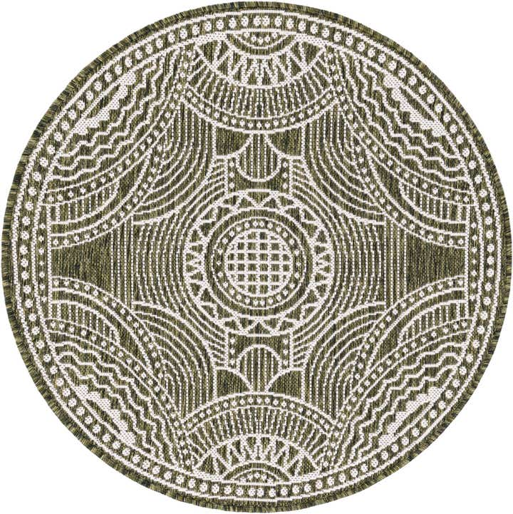 3' x 3' Easy-Clean Traditional Indoor / Outdoor Round Rug