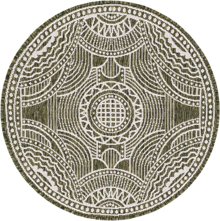 Detail image of 3' x 3' Easy-Clean Traditional Indoor / Outdoor Round Rug