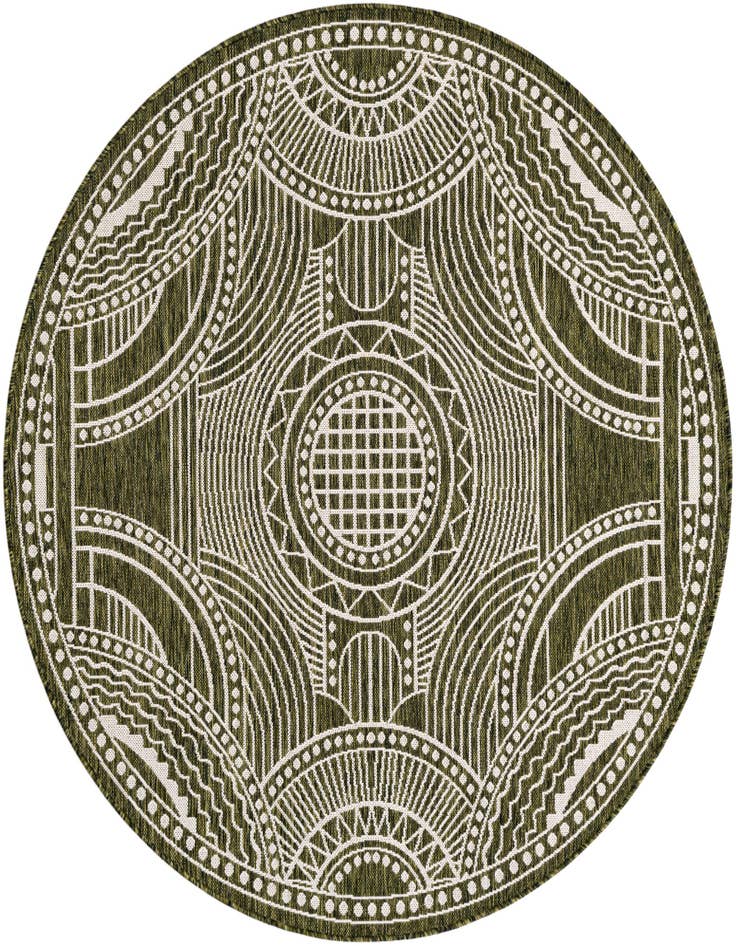 Detail image of 6' x 6' Easy-Clean Traditional Indoor / Outdoor Round Rug