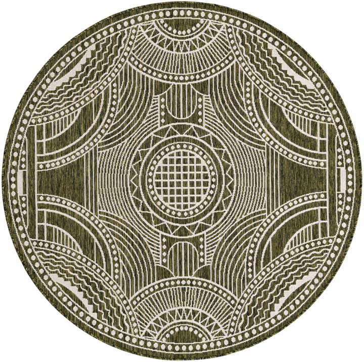 6' x 6' Easy-Clean Traditional Indoor / Outdoor Round Rug