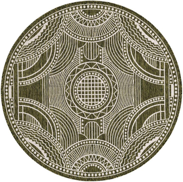 Detail image of 6' x 6' Easy-Clean Traditional Indoor / Outdoor Round Rug