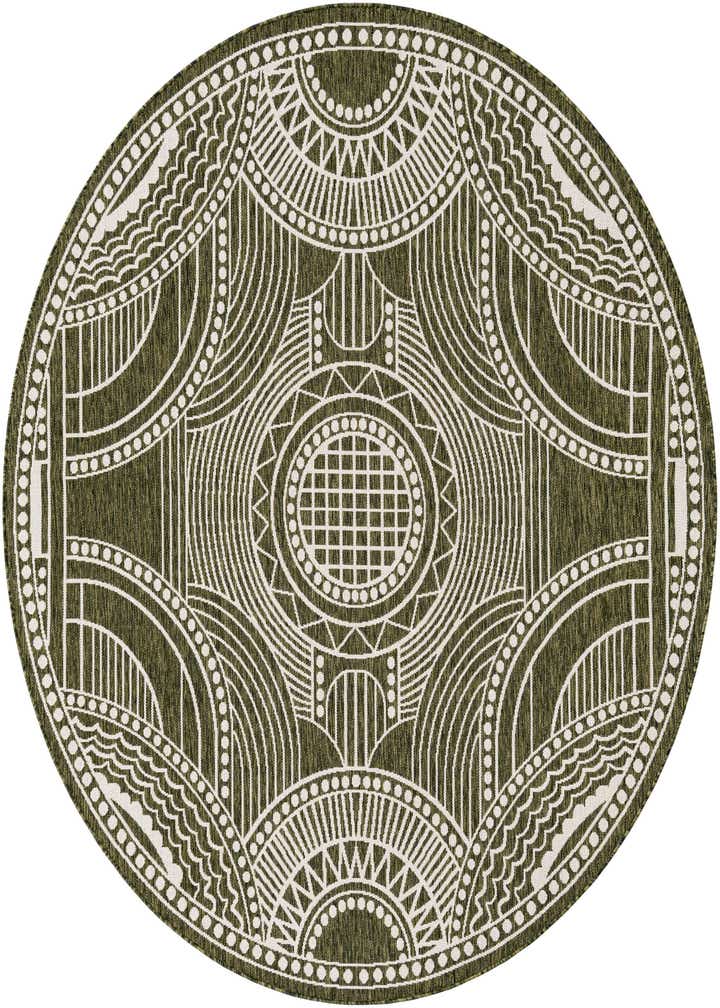 7' 10 x 7' 10 Easy-Clean Traditional Indoor / Outdoor Round Rug