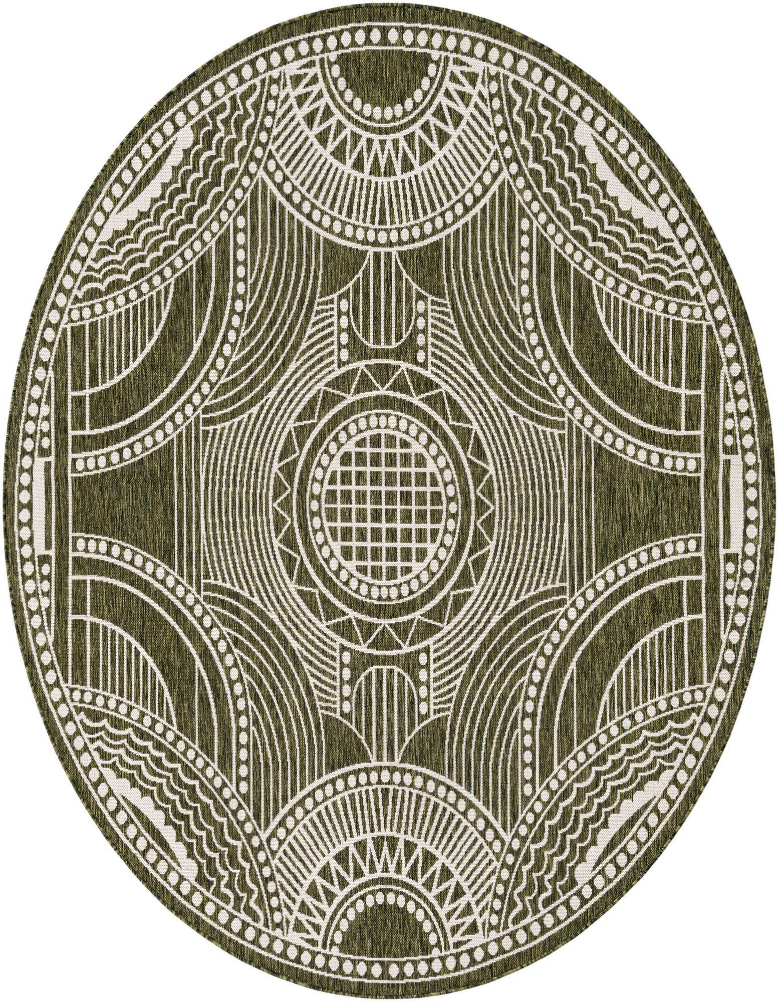 7' 10 x 7' 10 Easy-Clean Traditional Indoor / Outdoor Round Rug