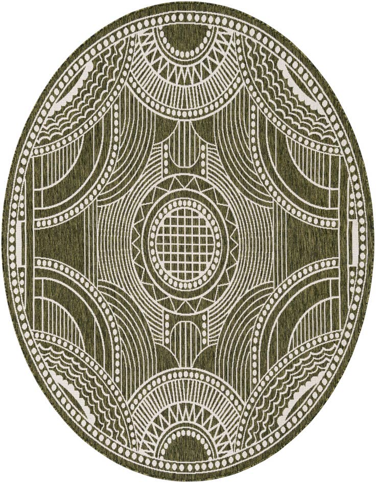 Detail image of 7' 10 x 7' 10 Easy-Clean Traditional Indoor / Outdoor Round Rug