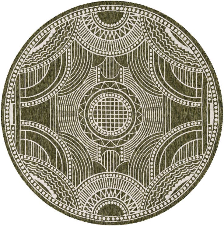 Detail image of 7' 10 x 7' 10 Easy-Clean Traditional Indoor / Outdoor Round Rug