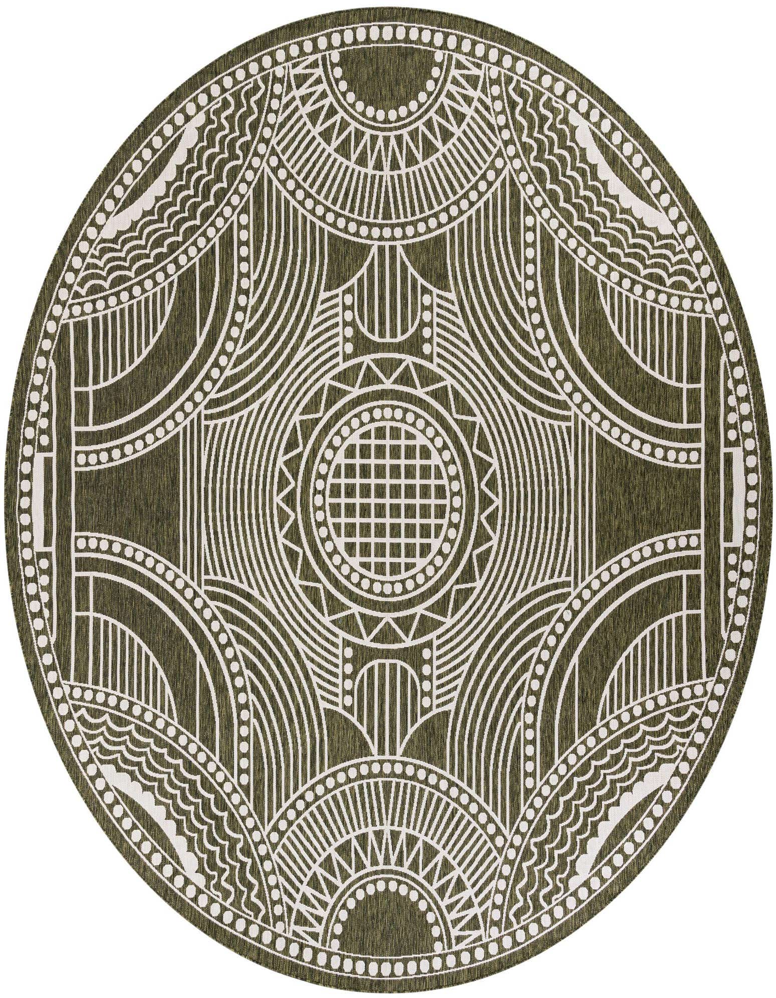 13' x 13' Easy-Clean Traditional Indoor / Outdoor Round Rug