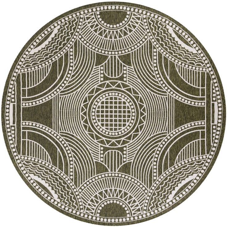 Detail image of 13' x 13' Easy-Clean Traditional Indoor / Outdoor Round Rug