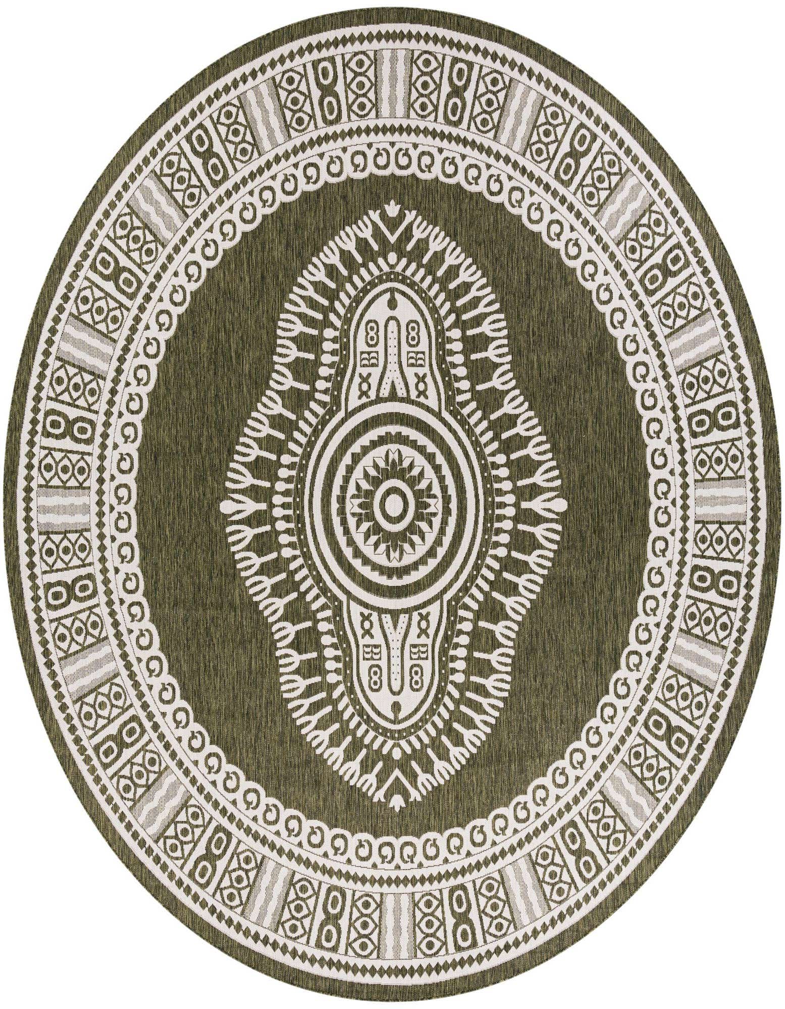 13' x 13' Easy-Clean Traditional Indoor / Outdoor Round Rug