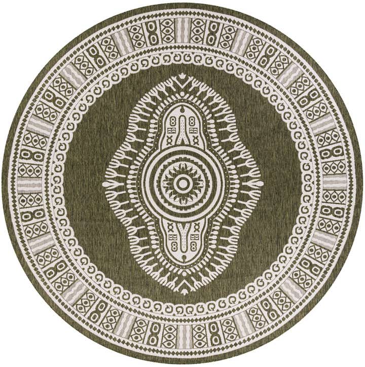 13' x 13' Easy-Clean Traditional Indoor / Outdoor Round Rug